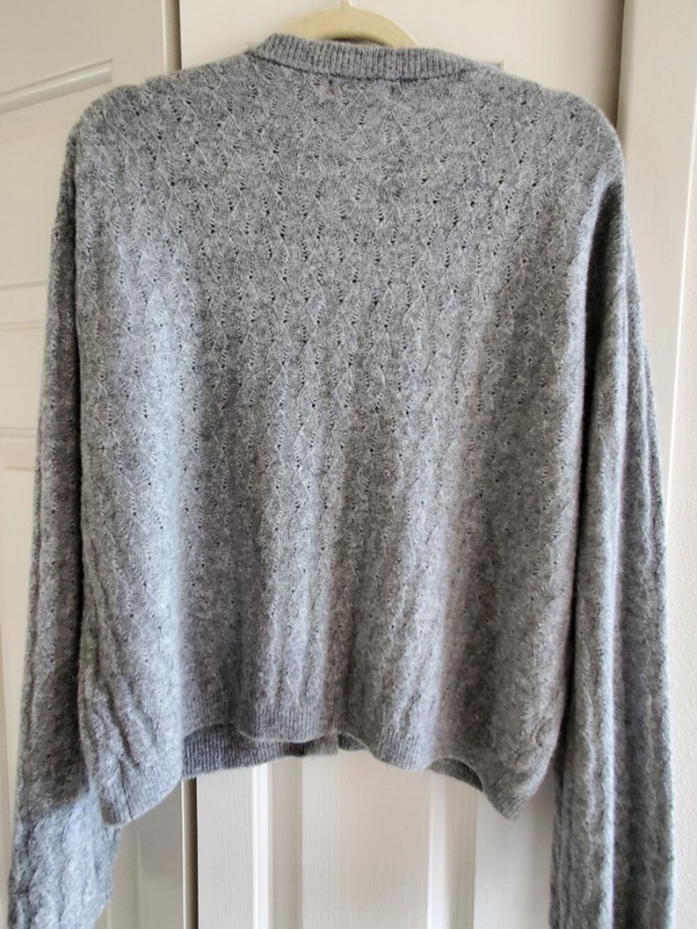 J. Crew Supersoft Pointelle Bubble Hem Cardigan NWT Heather Graphite - Picture 6 of 6